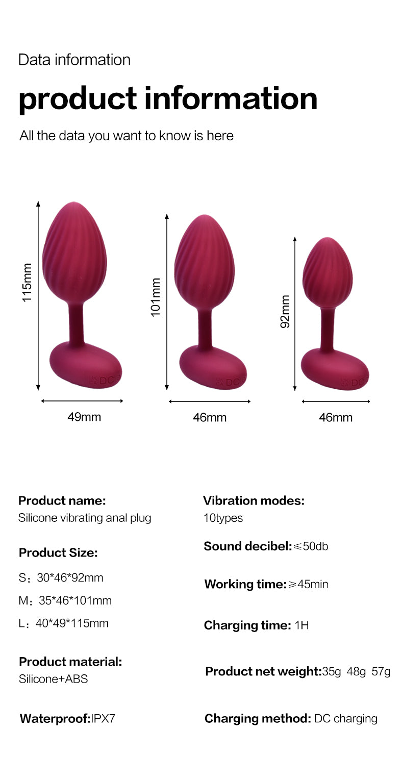 Vibrating Silicone Butt Plug With Remote Control