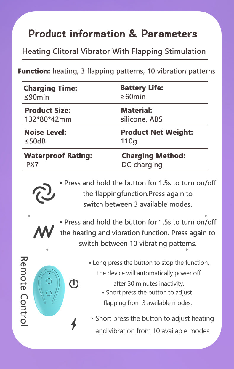 Heating Clitoral Vibrator With Flapping Stimulation