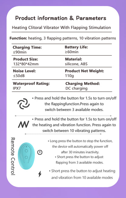 Heating Clitoral Vibrator With Flapping Stimulation